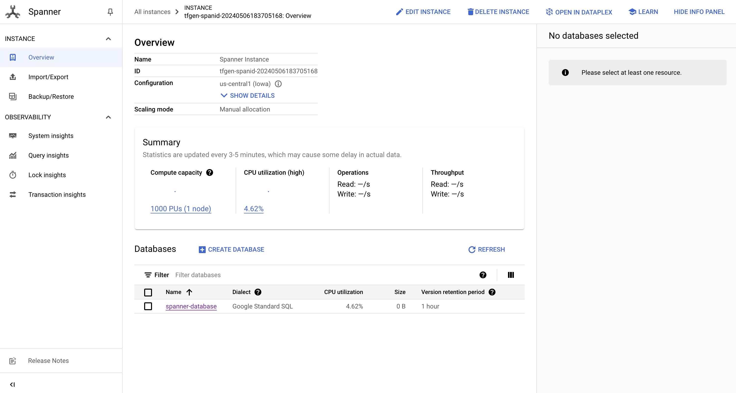 GCP Spanner Create